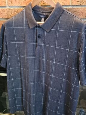 Van Heusen XL Charcoal Gray Windowpane Polo Shirt
